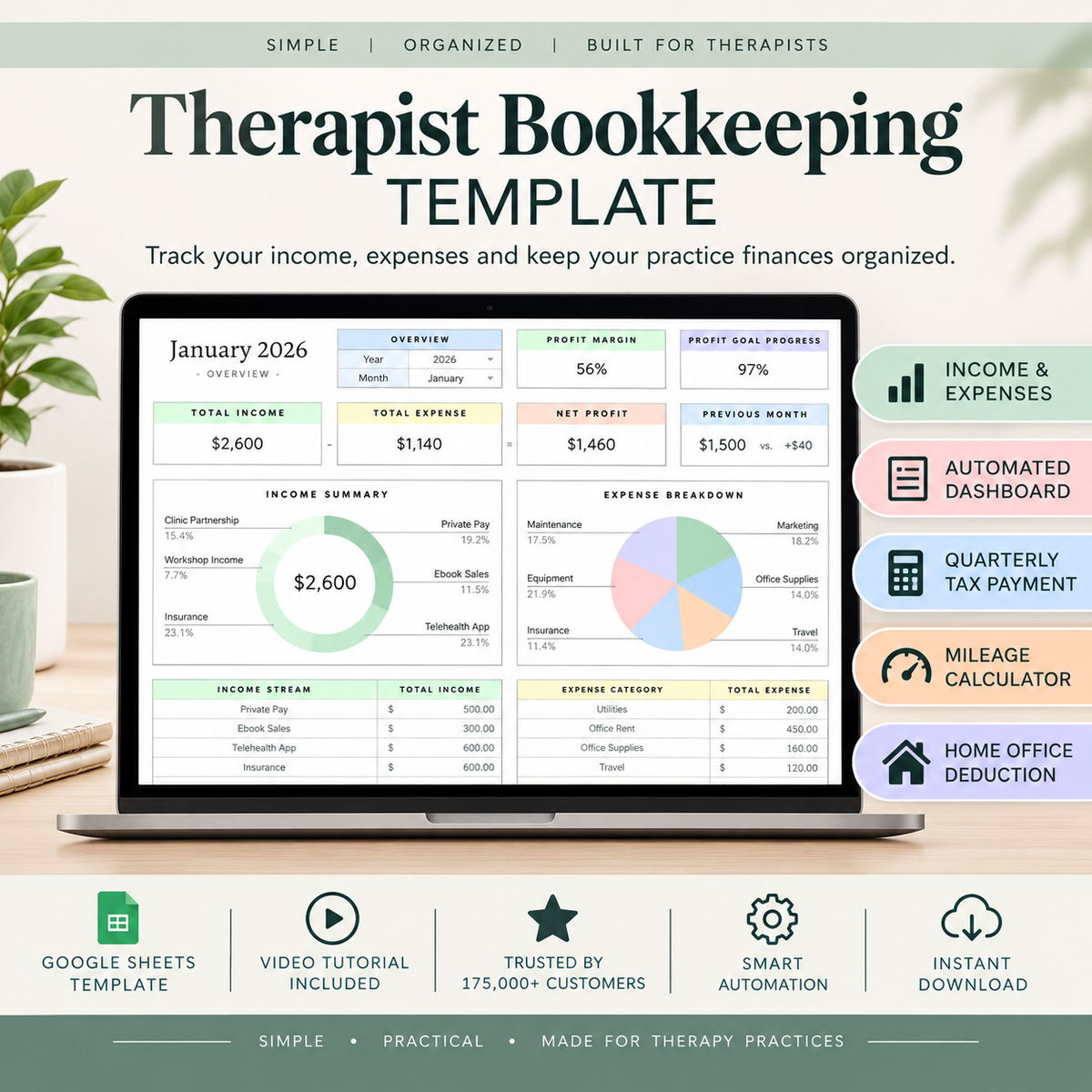 Therapist Bookkeeping Template