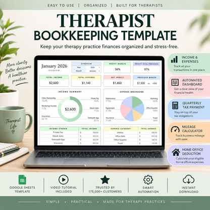 Therapist Bookkeeping Template