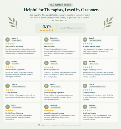 Therapist Bookkeeping Template