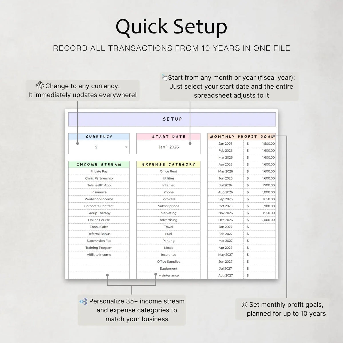 Therapist Bookkeeping Template